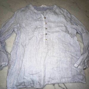 Linen lavender button-down shirt